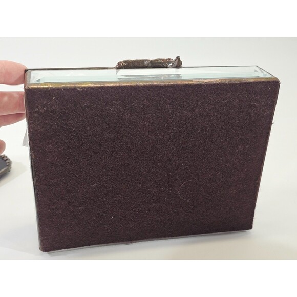 Antique Stained Glass Handmade Mirror Trinket Jewelry Box Vanity Set Art Deco - Picture 11 of 15